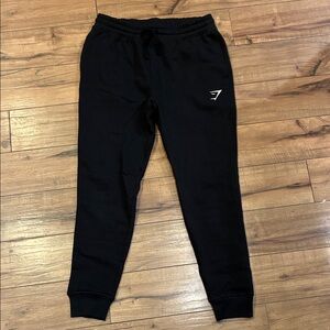 Gymshark Black Jogger Pants with White Logo